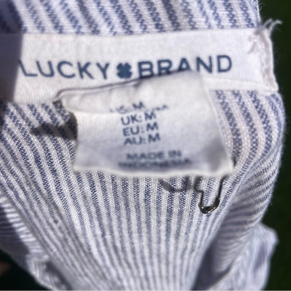 Lucky Brand V-Neck Asymmetrical Tiered Short Dress 100% Linen Sleeveless 362sn M - Picture 3 of 5